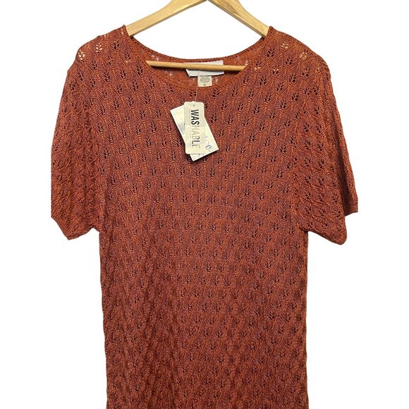 NWT VTG Norton McNaughton Women Open texture Knit Top Small Crew-neck USA Mature - Picture 15 of 16